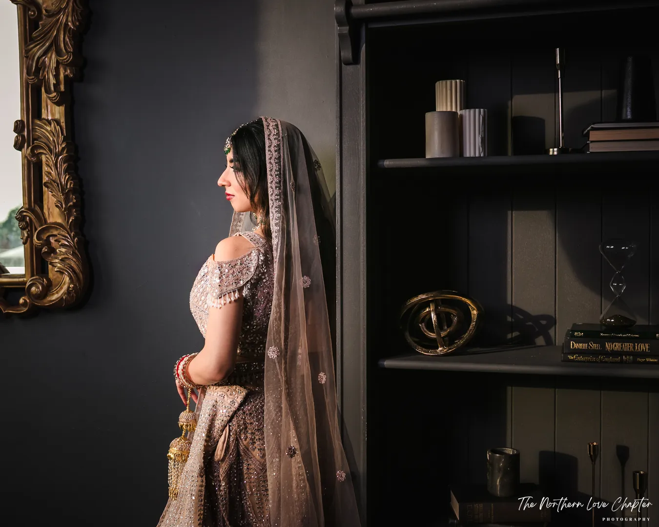 South Asian bride in an embroidered lehenga and dupatta, bridal makeup by Arsh Sandhu Allure – Mississauga, Ontario